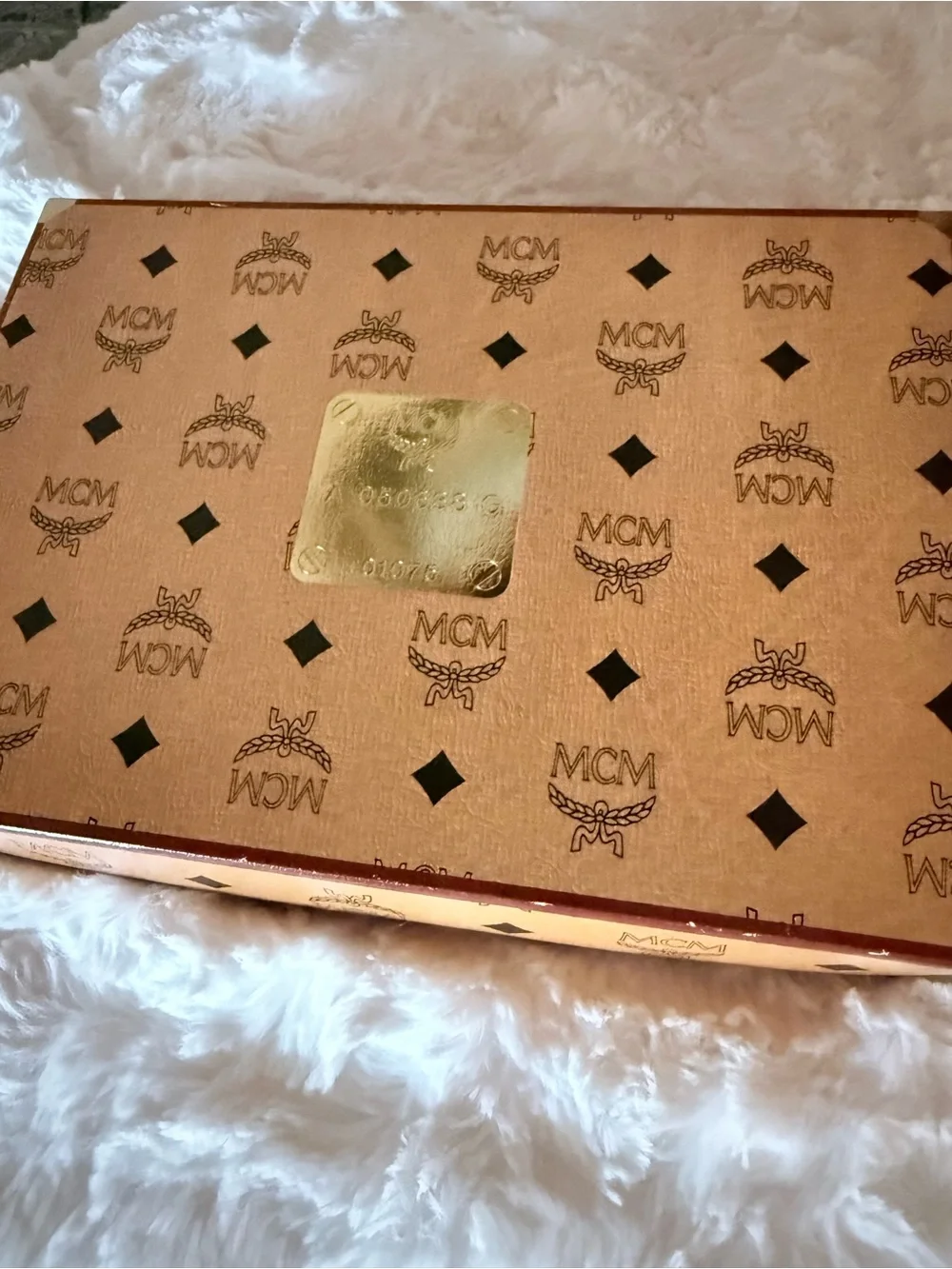 MCM White Hand Towel with Multicolor Carriage Embroidery